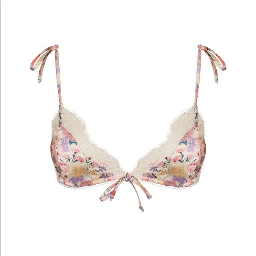 2 PIECE FOR LOVE & LEMONS Gardenia Garden Triangle Bra & Thong set - Picture 13 of 16